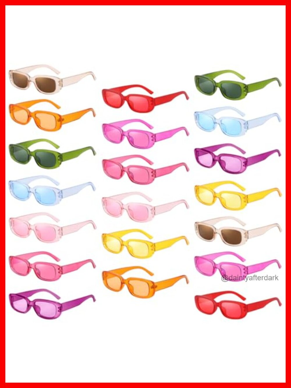 20 Pack Retro Rectangle Sunglasses UV Protection Unisex